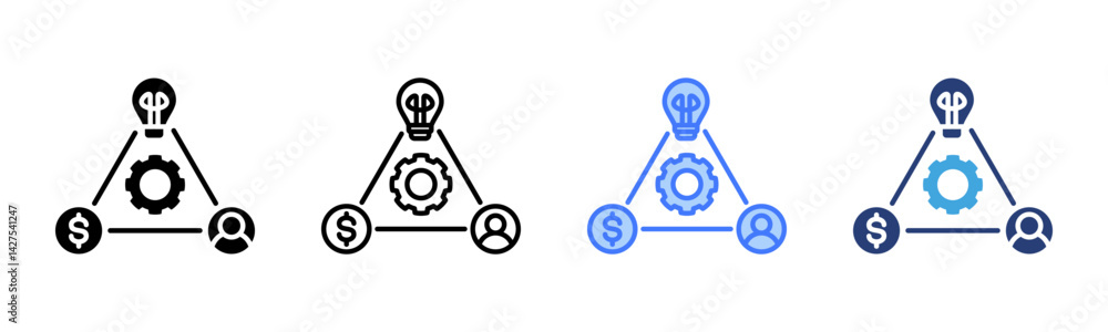 Poster business model icon sheet multiple style collection