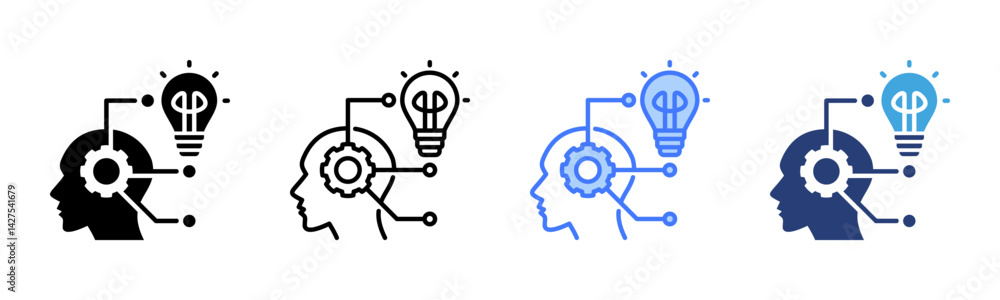 Poster critical thinking icon sheet multiple style collection