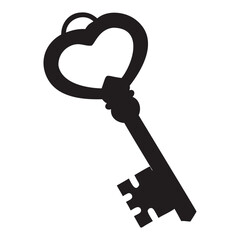 Key vector flat icon on transparent background
