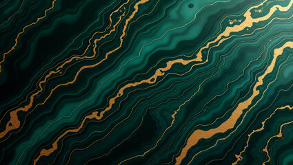 Emerald green dark marble pattern with golden veins close up. Background texture for backdrops or mapping