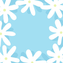 Floral frame with place for text on blue background 