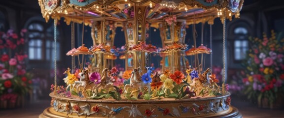 Vibrant floral carousel spins on phone screen,  sweet,  screen