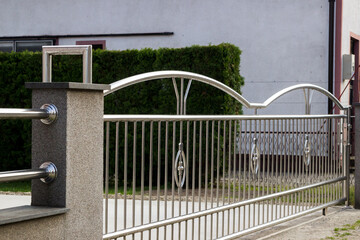 fence chrome stainless steel on wall. chromium fence
