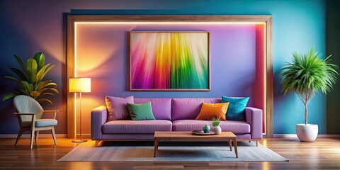 Modern Living Room Long Exposure Mockup Blank Frame