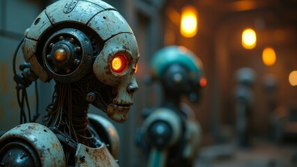 Fototapeta premium The street scene of robots