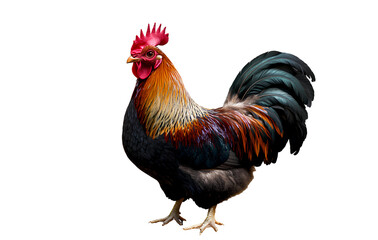 Fototapeta premium A realistic photograph of a rooster and hens isolated on a transparent background