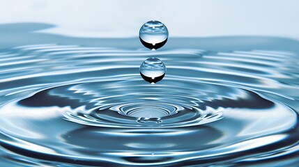 Dynamic splash: water droplets create mesmerizing ripples in serene surface