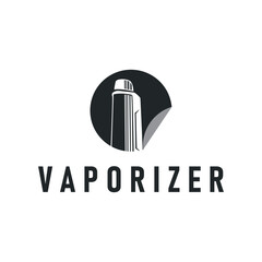 vape logo silhouette design simple vintage retro old concept vape accessories shop with smoke illustration template symbol brand business or product