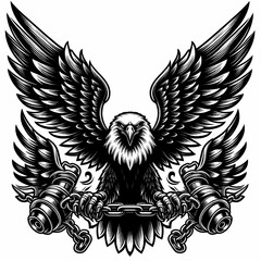 Obraz premium Eagle Freedom with Chains Illustration ideal for dashboard visualization widgets