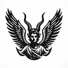 Obraz premium Horned Angel Emblem Design perfect for internal communications graphics