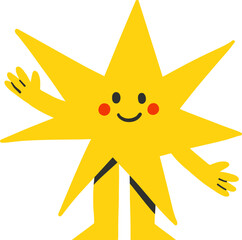 Yellow star shaped cheerful character