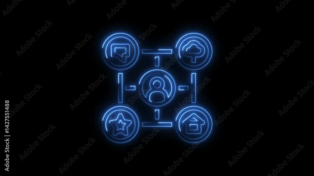 Aufkleber neon network connection concept illustration with user profile and icons networking symbols digital 