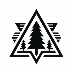 Obraz premium Geometric Pine Tree Vector Graphic suitable for brochure layout elements