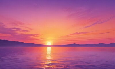 Obraz premium Abstract watercolor sunset, vibrant oranges & purples , element, vibrant, tones