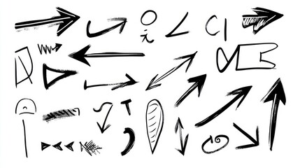 Expressive Ink-Drawn Arrow Collection:  A Diverse Set of Hand-Painted Directional Graphics