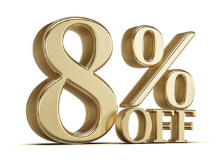 3D Golden 8 Percent Off Discount Sing