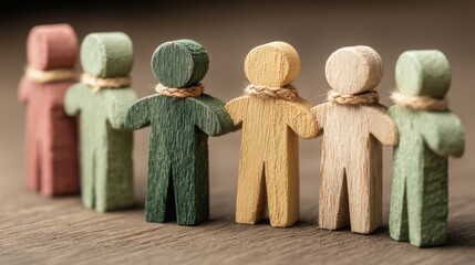 Group of wooden people figures together illustrating civic tech platforms enhancing governance and community engagement