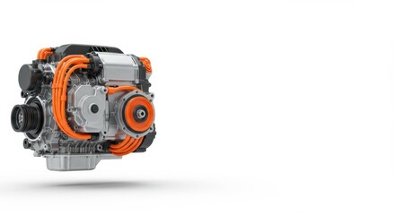 Detailed View of a Modern Electric Vehicle Motor  Innovative Automotive Technology, Clean Energy Powertrain