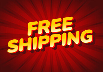 Free Shipping Text Effect with Comic Style Energy
