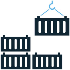 Container logistics icon vector for managing cargo containers, port operations, and freight distribution. Ideal for sea transport systems, inventory flow, and shipping logistics.
