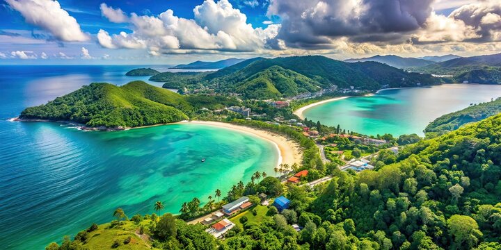 Phuket Beaches: Kata, Kata Noi, Karon - Aerial Vertical View