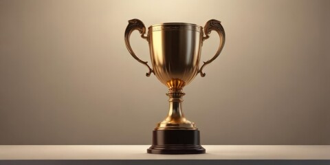 Clean, minimalist vector silhouette of a bronze trophy with a gleaming golden cup ,  graphic design,  success