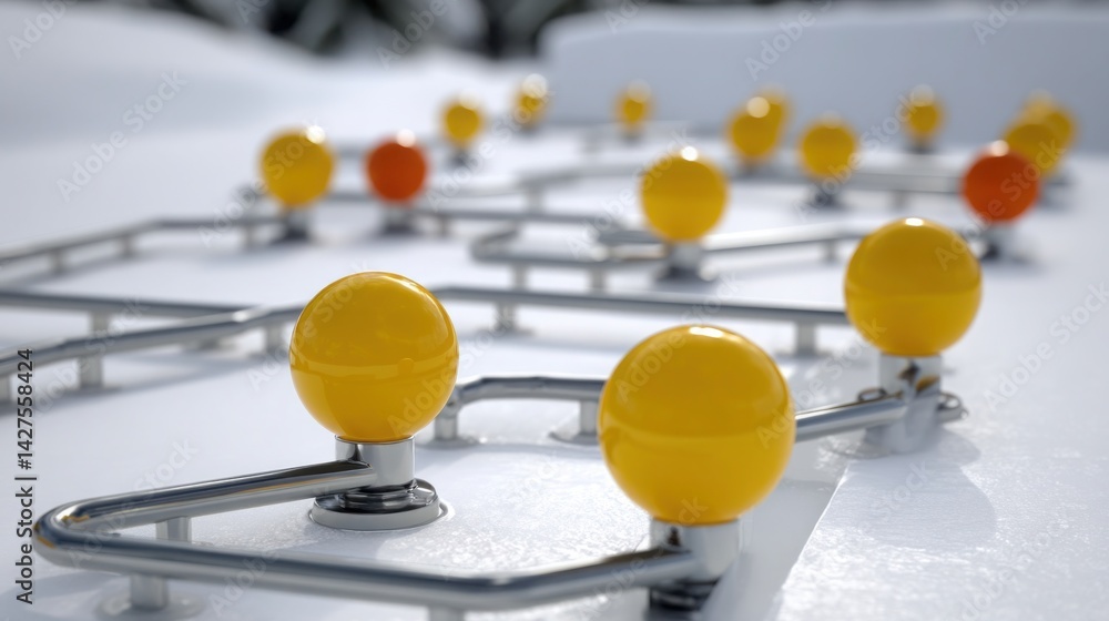 Poster a cluster of bright yellow balls representing a policy sandbox concept for testing experimental idea