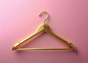 Pink Background Gold Cloth Hanger 3D Rendering, Luxury Fashion