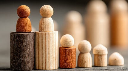 Group of wooden pegs symbolizing diverse aspects of public-private investment in mixed capital development strategies