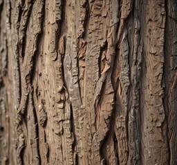 Obraz premium Close-up of weathered tree bark, showing layers and textures, muted earth tones, growth, surface