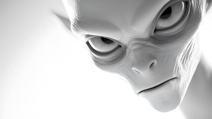 Close Up Monochromatic Portrait of an Alien Face