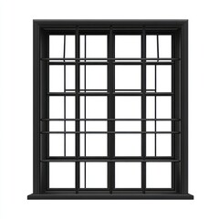 Black metal window with security bars