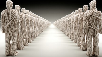 Colorful group of yarn figures representing creativity and the joy of crafting in a shared economy environment