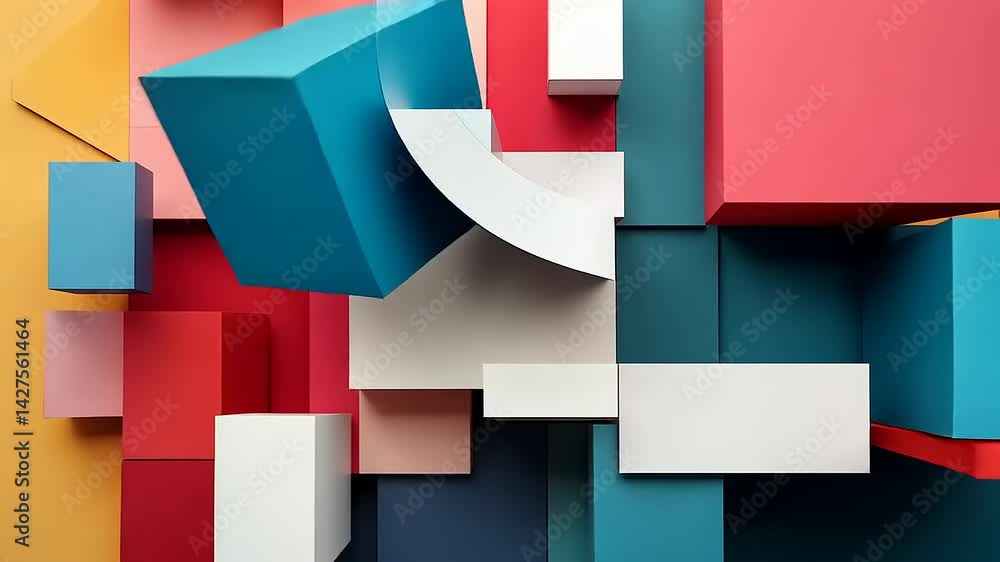 Aufkleber abstract composition of colorful geometric shapes creating a modern artistic display