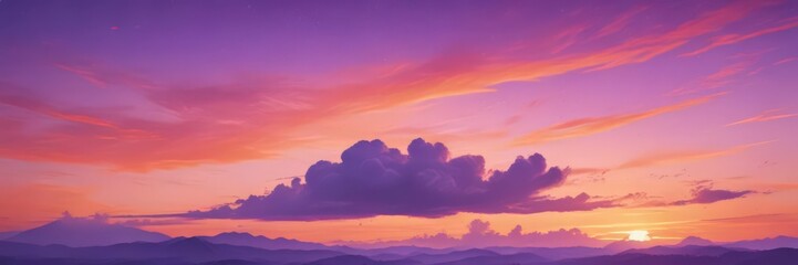 Dreamy sunset sky, vibrant orange and purple watercolor blend , sunset,  light,  illustration