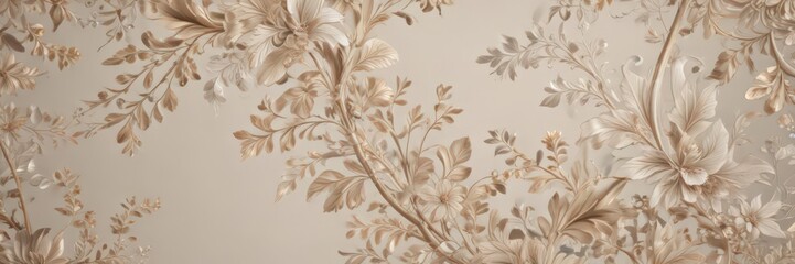 Fototapeta premium Delicate, curving floral pattern with intricate details and flowing lines , line art, vintage, curves