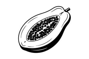 Silhouette of a papaya fruit half vector illustration