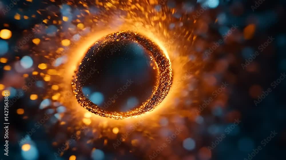 Aufkleber abstract representation of a glowing sphere surrounded by vibrant particles in a cosmic setting
