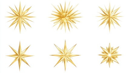 Gold starburst ornaments set