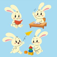 Bunny in the school study illustration cartoon