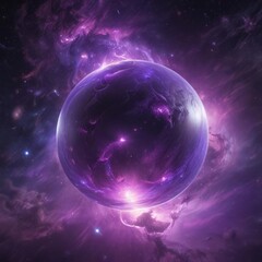 Obraz premium Ethereal orb glows, purple nebula swirls around it in cosmic space , stardust, digital art, majestic