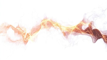 Abstract fiery stream flowing across a white background