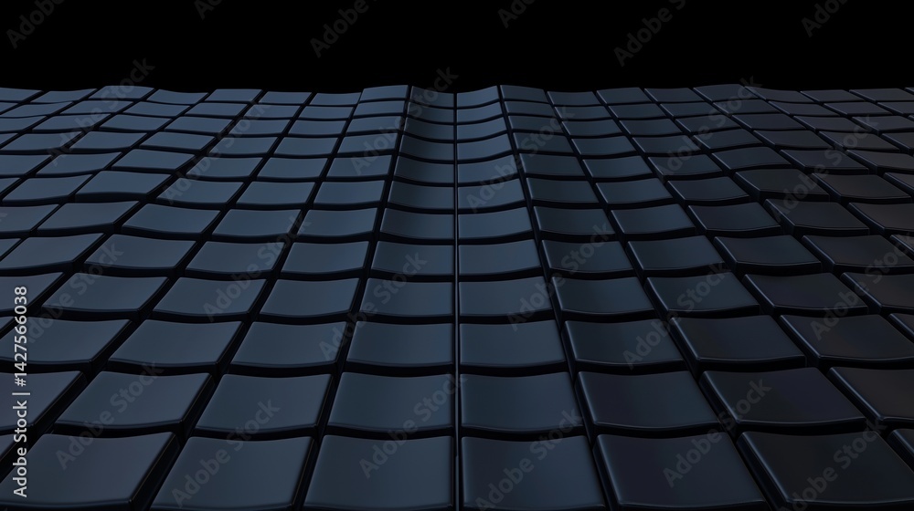 Poster a visually striking surface of undulating black tiles, creating a dynamic and modern aesthetic again