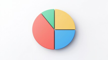 A colorful pie chart divided into four sections, representing data visually for analysis and comparison.
