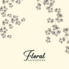 Elegant Cream Floral Background with Dark Brown Line Art