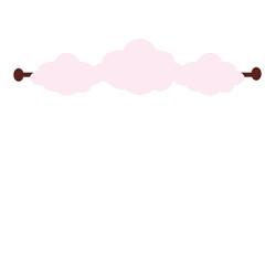 Soft pink cloud-shaped valance hanging on a rod, ideal for dreamy room décor, kids’ spaces, or fantasy-themed events.