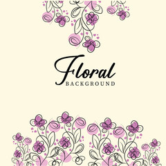 Elegant Floral Background Design with Purple Flowers and Cream Color