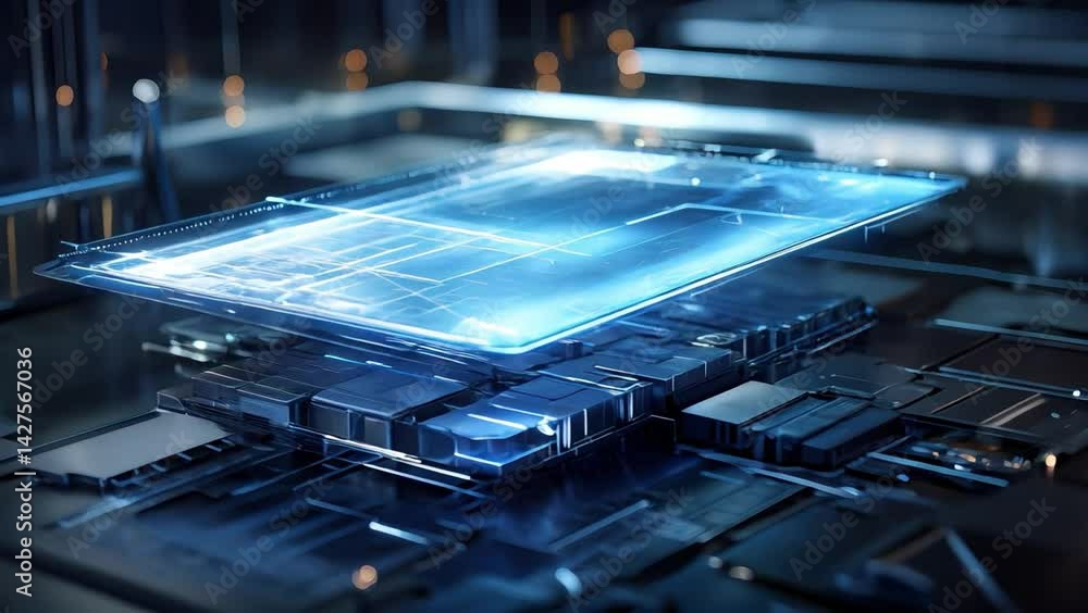 Poster seamless holographic technology exploring digital data grids