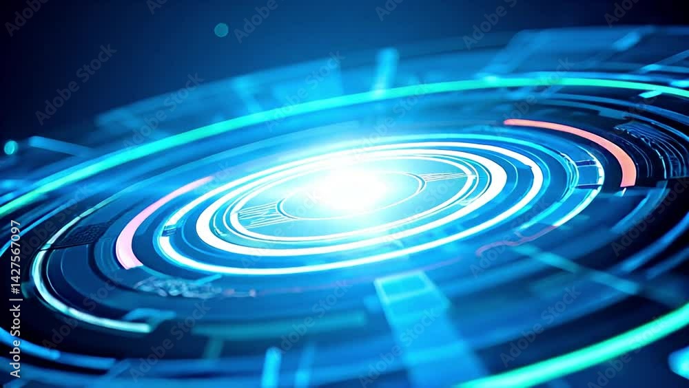 Poster digital glowing circular design high tech technology with arcs