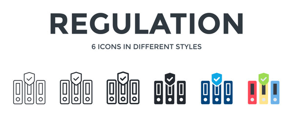 Regulation Icon In Different Style Vector Illustration. Designed In Thin Line, Regular Line, Bold Line, Glyph, Color Fill, And Flat Style Can Be Used For Web